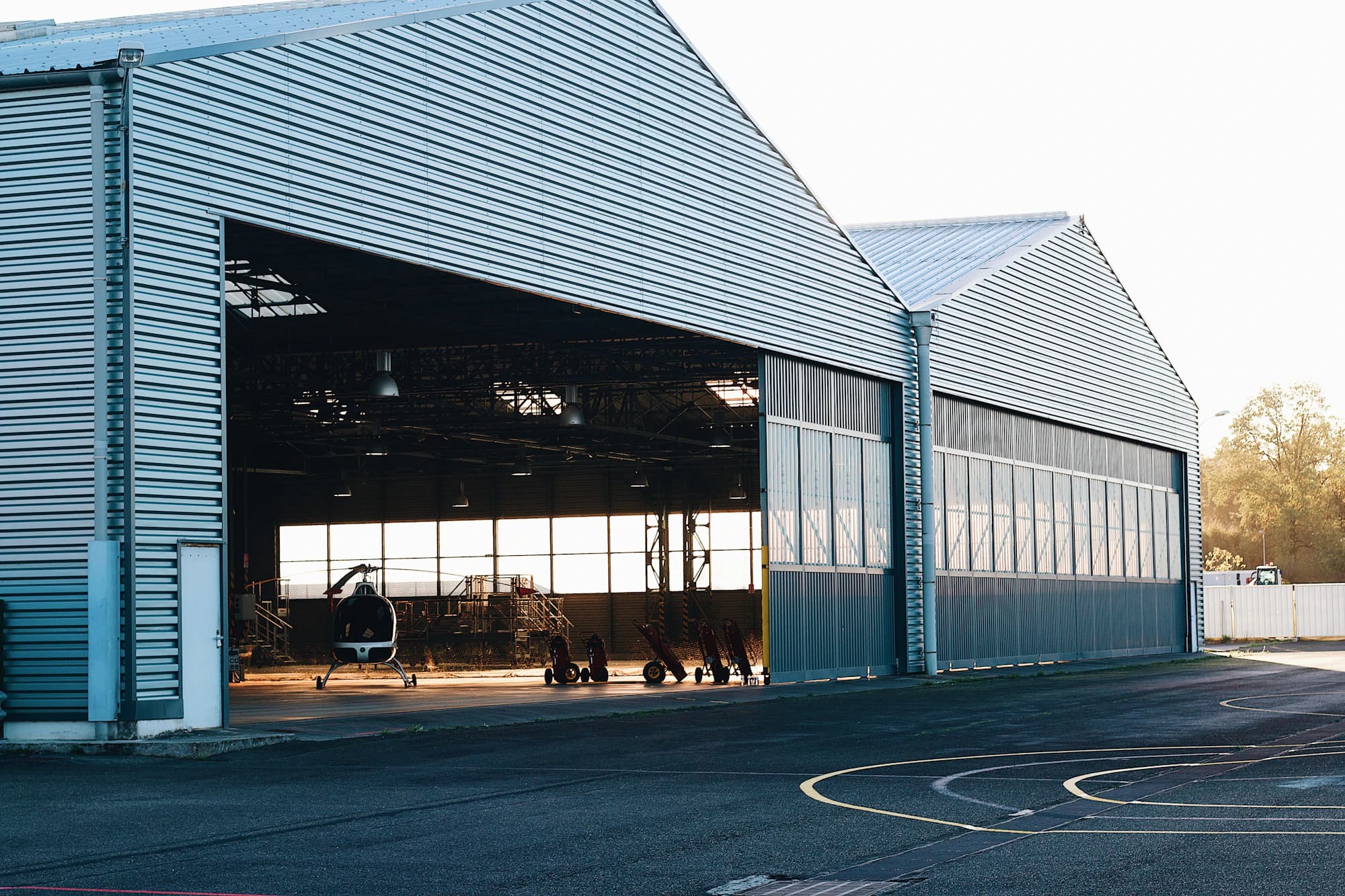 Exterior of a commercial steel warehouse building